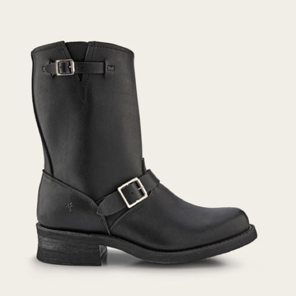 Frye | Black‎ Leather Short Boot 6 women’s Moto Engineer - Picture 1 of 8